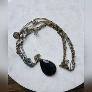 Multi Strand necklace Teardrop Pendant